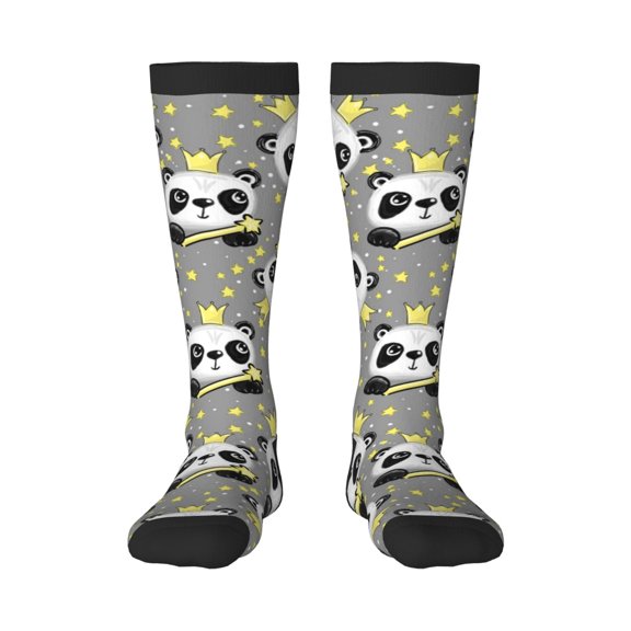 Naloa Panda With Crown And Stars Thigh High Socks Extra Long Stretchy Sock Women Over Knee High Opaque Stocking Daily Wear