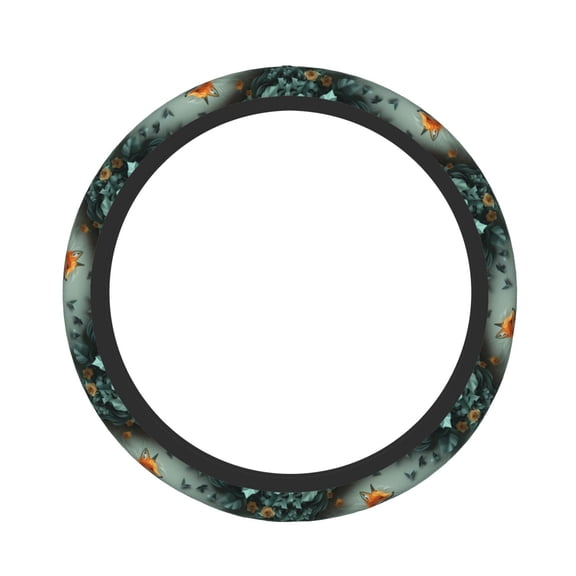 Naloa Paper Fox Crow Fantasy Elastic Steering Wheel Cover, Auto Steering Wheel Cover 15 Inch, Fit Suvs,Vans Cars,Trucks