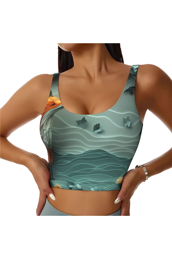 Paper Fox Crow Fantasy Sports Bras for Women,Sports Bras for Women High Support with Removable Pads-XX-Large