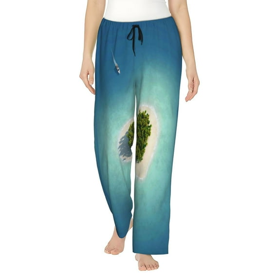 Naloa Paradise Island Print Women’s Ultra-Soft Comfy Pajama Lounge Pants with Pockets & Drawstring