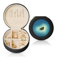 thumbnail image 1 of Naloa Paradise Island Round Jewelry Box, Travel Jewelry Organizer, 3.9 x 3.9 x 2in Jewelry Storage Box for Women-Black, 1 of 7