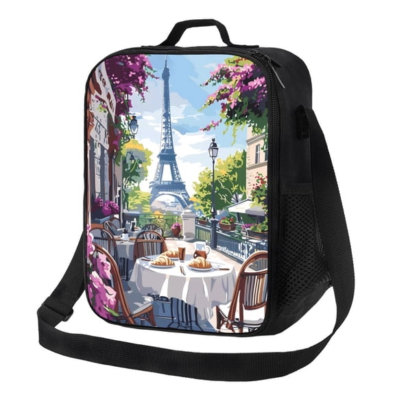 Naloa Parisian Cafe With Eiffel Lunch box Lunch bag for men women Large capacity Lunchbox Insulated Lunch bag Lunch box cooler