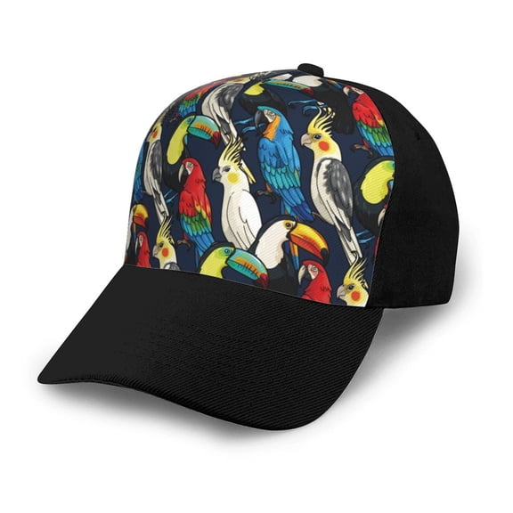 Naloa Parrot Adult adjustable Print Baseball Hat, Patchwork curved brim baseball capfor Men and Women, One Size