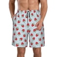 thumbnail image 1 of Wukai Hand Drawn Strawberry Print Beach Trunks with Compression Liner Swimsuit Quick Dry Beach Sports Shorts with Pocket-X-Large, 1 of 8