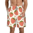 thumbnail image 1 of Wukai Hand Drawn Strawberry Print Beach Trunks with Compression Liner Swimsuit Quick Dry Beach Sports Shorts with Pocket-Small, 1 of 8