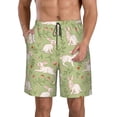 thumbnail image 1 of Wukai Cute Rabbit And Flower Print Beach Trunks with Compression Liner Swimsuit Quick Dry Beach Sports Shorts with Pocket-Small, 1 of 8