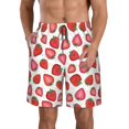 thumbnail image 1 of Wukai Hand Drawn Strawberry Print Beach Trunks with Compression Liner Swimsuit Quick Dry Beach Sports Shorts with Pocket-Small, 1 of 8