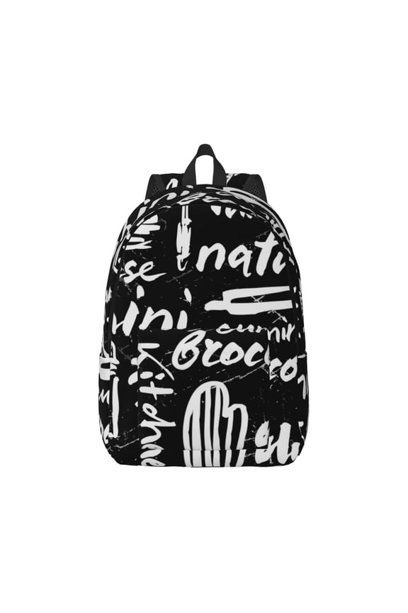 Pasta Bacon Canvas Backpack for Men Women Rucksack Casual Travel Daypack College Tote Satchel Bookbag for Teens-Medium