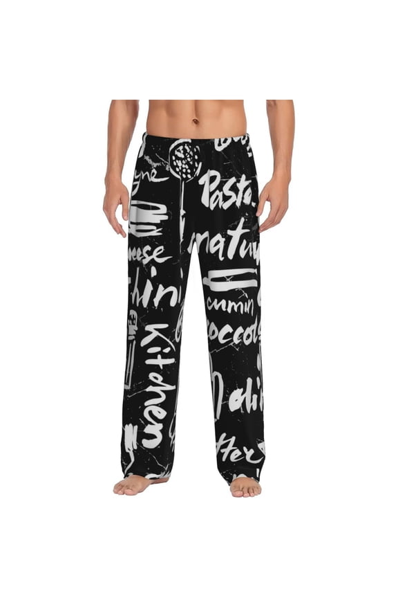 Pasta Bacon Pajama Pants Men, PJ Bottoms, Sleep & Lounge Pants-Medium
