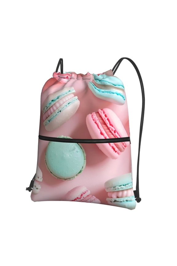 Pastel Macarons Delight Drawstring Backpack String Bag Cinch Water Resistant for Gym Shopping Sport Yoga
