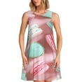 thumbnail image 1 of Naloa Pastel Macarons Delight Print Women's Summer Spring Casual Beach Sundress,Vacation Sleeveless Tank Crewneck Loose Dresses, 1 of 7