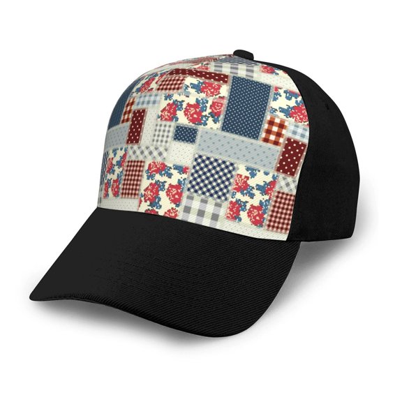 Naloa Patchwork In Country Style Adult adjustable Print Baseball Hat, Patchwork curved brim baseball capfor Men and Women, One Size