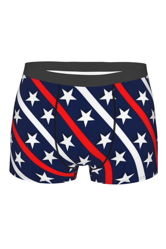 Patriotic Star Pattern Print Mens Underwear - Boxers for Men, Classic Briefs for Men