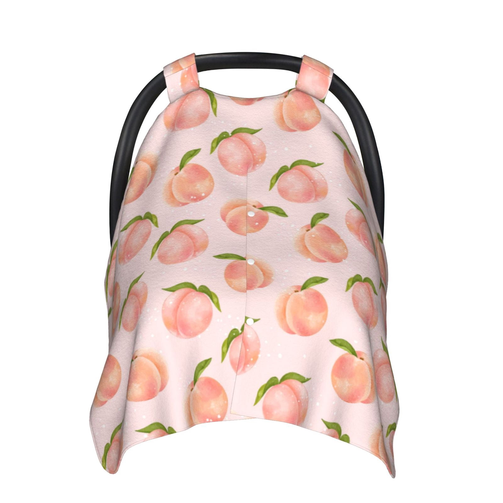 Naloa Peach With Leaves Baby Car Seat Cover, Breathable Baby Carrier Cover, Multiuse Baby Carrier Cover & Nursing Breastfeeding Cover