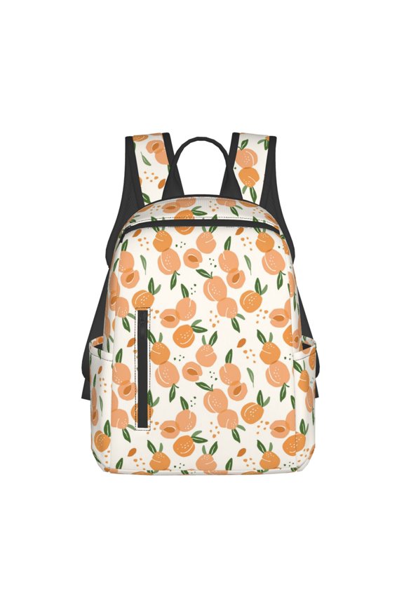 Peaches Print Lightweight DayBackpack Suitable for school, work, shopping, travel, etc.