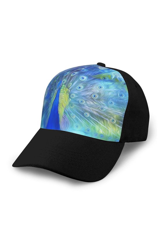 Peacock Adult adjustable Print Baseball Hat, Patchwork curved brim baseball capfor Men and Women, One Size