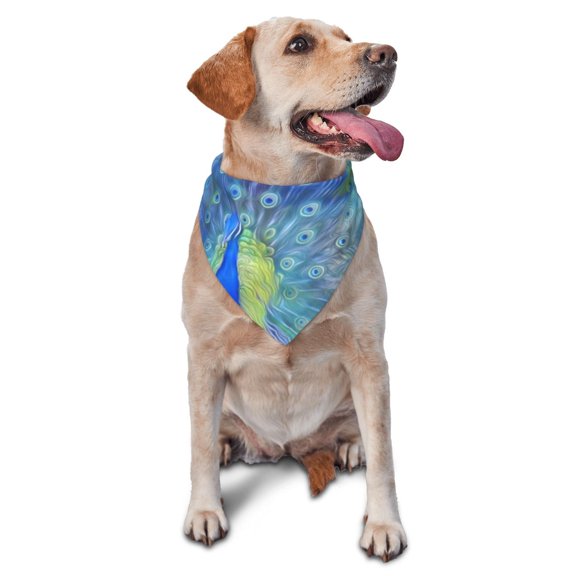 Naloa Peacock Dog Bandanas 1PC Washable Triangle Dog Scarfs Premium Durable Fabric, for Small Medium Large Dogs and Cats