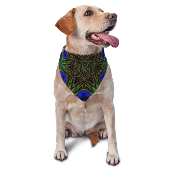 Naloa Peacock Feathers Dog Bandanas 1PC Washable Triangle Dog Scarfs Premium Durable Fabric, for Small Medium Large Dogs and Cats