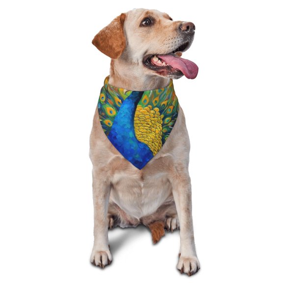 Naloa Peacocks Dog Bandanas 1PC Washable Triangle Dog Scarfs Premium Durable Fabric, for Small Medium Large Dogs and Cats