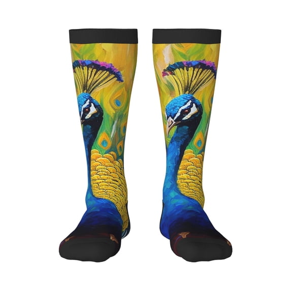 Naloa Peacocks Knee Socks, High Socks Long Stretchy Sock Women Knee High Stocking, Long Socks for Women