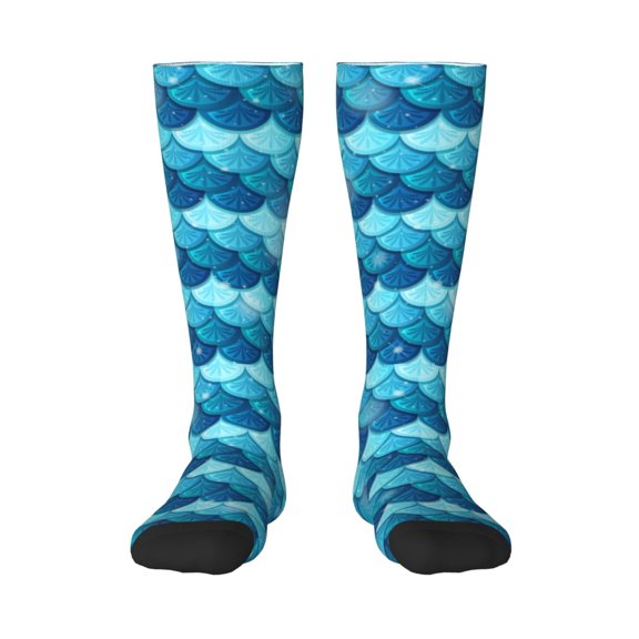 Naloa Pearlescent Scales Thigh High Socks Extra Long Stretchy Sock Women Over Knee High Opaque Stocking Daily Wear