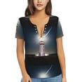 thumbnail image 1 of Naloa Peggy's Cove Lighthouse Print T-Shirts Short Sleeve V Neck Tees for Women Fashion Tops Trendy Lightweight Soft Casual Summer Outfits Clothes, 1 of 5