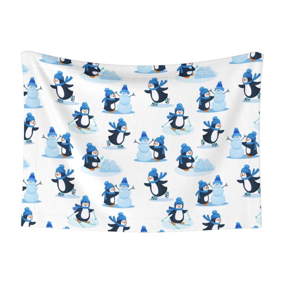 Naloa Penguin Winter Fun Dog Blanket, 3 Sizes Cat Blanket for Indoor Cats Large Medium Small Dog Gifts-Small