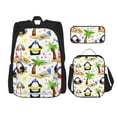 thumbnail image 1 of Naloa Penguins On The Beach Print Large Capacity Backpack Lunch Bag Pencil Case Combination 3 Piece Set for Student, 1 of 1