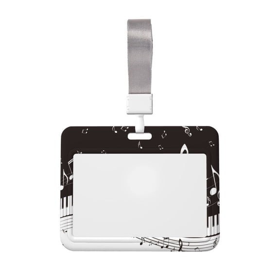 Naloa Piano Keys With Musical Notes Card Badge Holder Work Badge Sleeve for Office, School, Factory, ID Credit Cards, Driver Licenses and Passes