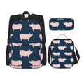 thumbnail image 1 of Naloa Pig 1 Print Large Capacity Backpack Lunch Bag Pencil Case Combination 3 Piece Set for Student, 1 of 8