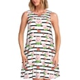 thumbnail image 1 of Naloa Pig And Watermelon Print Women's Summer Spring Casual Beach Sundress,Vacation Sleeveless Tank Crewneck Loose Dresses, 1 of 7