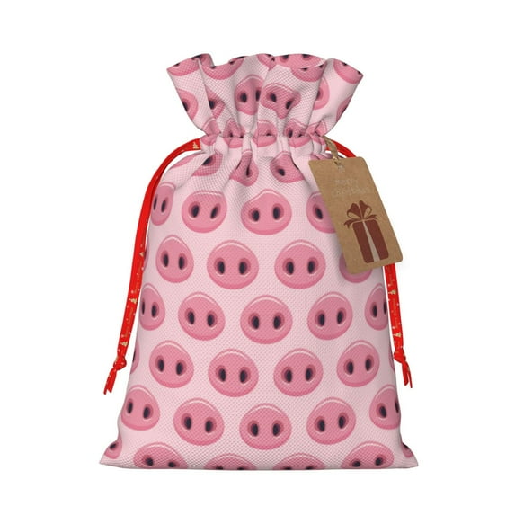 Naloa Pig Nose Drawstring Christmas Bags, 3D Xmas Gift Bags, Christmas Wrapping Bags, Xmas Goodie Bags, Treat Pouch Bags, Party Favor Bags-