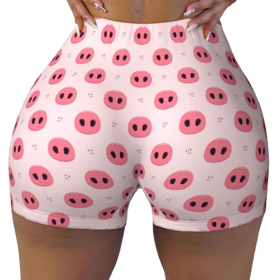 Naloa Pig Noses Biker Shorts for Women Seamless Scrunch Short Women’s Yoga Shorts for Gym Running Sport Shorts - Small