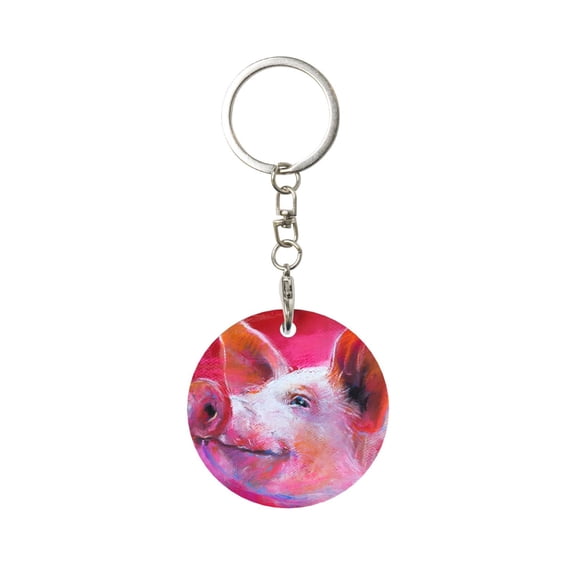 Naloa Pig Print Round Keychain Keychain Key Ring, Key Tag, Key Chain Bulk for Gift Accessories (Round)