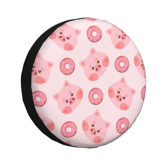 Naloa Pigs Head And Donuts PVC Leather Spare Tire Wheel Cover for Car Truck SUV Camper Trailer Universal Fit many size17 inch