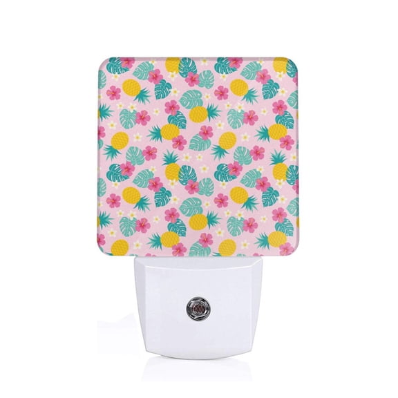 Naloa Pineapple And Leaves Night Lights Plug into Wall, Dusk to Dawn Sensor Warm White Led Night Light 0.5W, Nightlight suit for Adults, Bedroom, Bathroom, Hallway, Kitchen