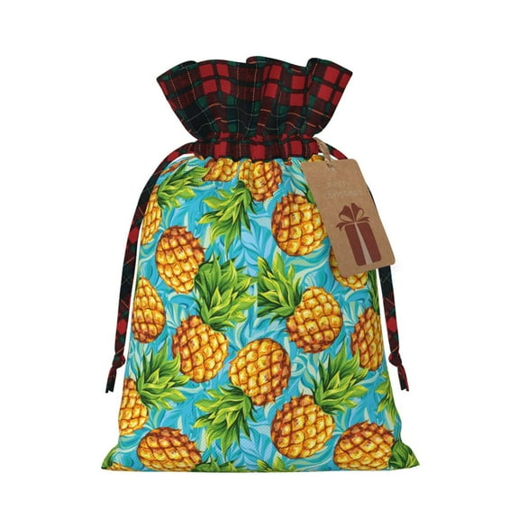 Naloa Pineapple Christmas Gift Bags Christmas Drawstring Gift Bags Christmas Trees Decorations Indoor Holiday Party Christmas Treat Bags-Black