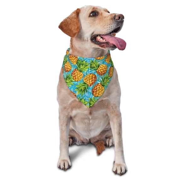 Naloa Pineapple Dog Bandanas 1PC Washable Triangle Dog Scarfs Premium Durable Fabric, for Small Medium Large Dogs and Cats