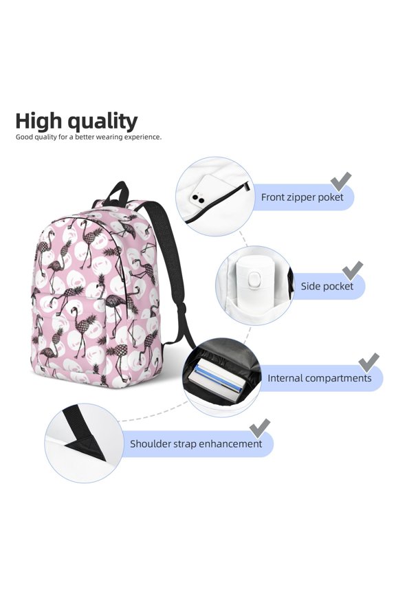 Pineapple Flamingo Print Durable Canvas College Rucksack,Laptop Excursion Backpack,Travel Notebook School Backpack,Bookbag For Men Women