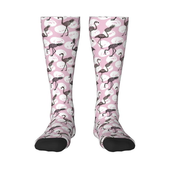 Naloa Pineapple Flamingo Thigh High Socks Extra Long Stretchy Sock Women Over Knee High Opaque Stocking Daily Wear