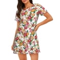thumbnail image 1 of Naloa Pineapple Flower Print Women Nightgowns,Womens Loungewear,Short Sleeve Sleepwear,Comfy Ladies Nightdress, 1 of 6