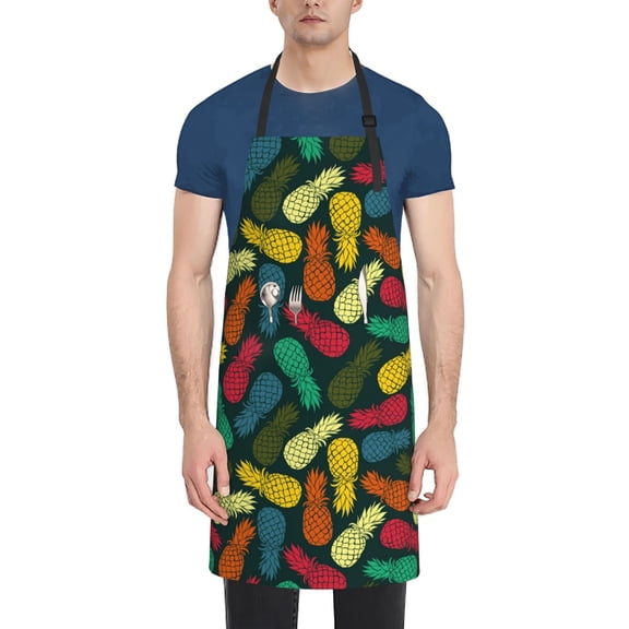 Naloa Pineapple Fruit Colorful Apron Kitchen Aprons with Pockets for Women Men Chef