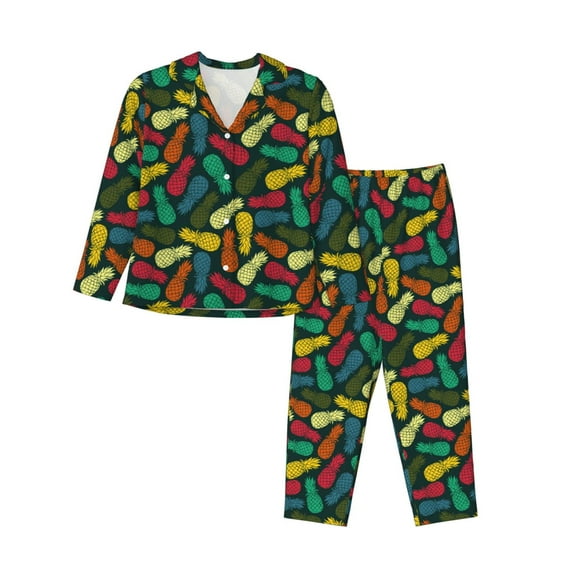Naloa Pineapple Fruit Colorful Pajamas for Women Set, Womens Pajama Sets, Lounge Sets for Women, 2pjs for Women-X-Large