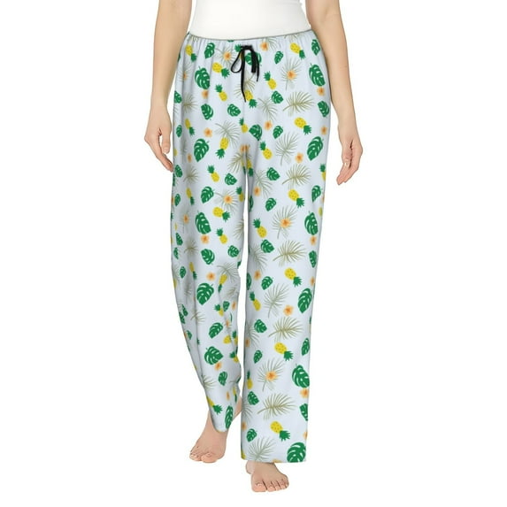 Naloa Pineapple Print Women’s Ultra-Soft Comfy Pajama Lounge Pants with Pockets & Drawstring
