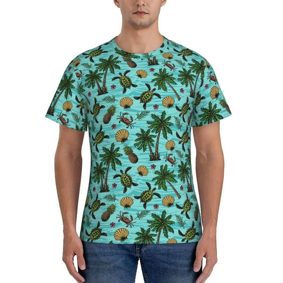 Naloa Pineapple Sea Turtle Men's T-Shirt Sport T-shirt Men's Basic Tee Casual Men's Shirt, Round Neck, Short Sleeves - 3X-Large