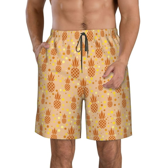 Naloa Pineapples Men's Beach Shorts, Surfing shorts, Swim trunks, Quick Dry Swim Trunks for Surfing Beach Fun - Small