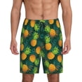 thumbnail image 1 of Naloa Pineapples with Palm Leaves Men's Short Pajama Pants, Lounge Comfort Shorts with Elasticized Waistband and Side Pockets - X-Large, 1 of 9