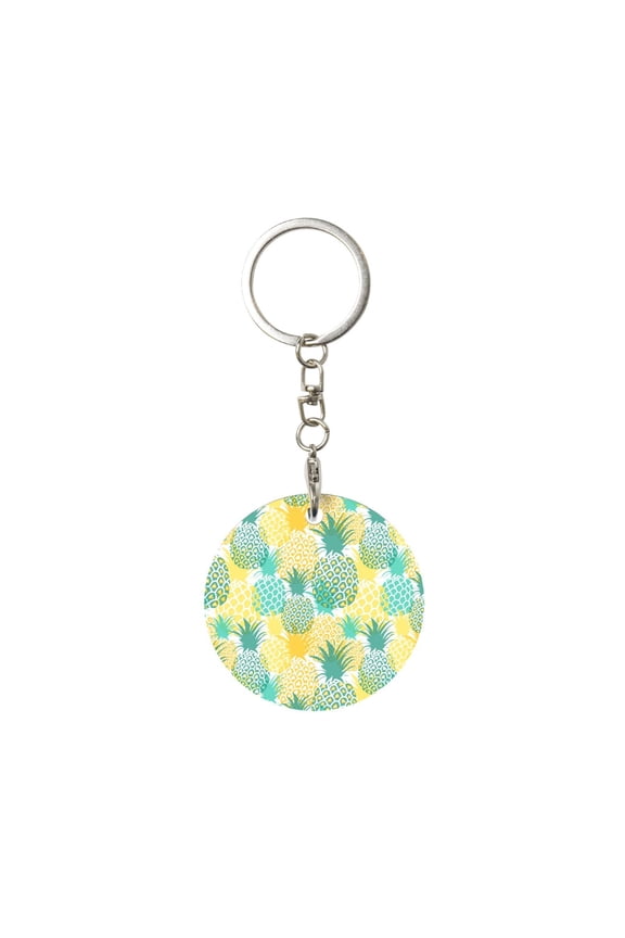 Pineapples1 Print Round Keychain Keychain Key Ring, Key Tag, Key Chain Bulk for Gift Accessories (Round)