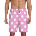 thumbnail image 1 of Naloa Pink And White Polka Dot Men's Short Pajama Pants, Pj Shorts, Lounge Comfort Shorts-Small, 1 of 6