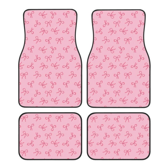 Naloa Pink Bows Car Foot Mat Set of 4 Pieces - Universal Floor Liner Neoprene Full Set Floor Mats for Cars Trucks SUV